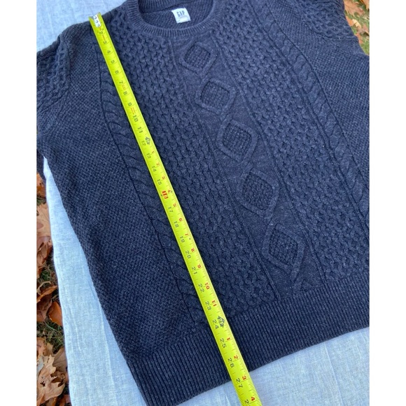 RELISTED Men’s GAP Cable Knit Sweater Crew Neck Pullover Charcoal Gray Wool Size - Picture 7 of 10